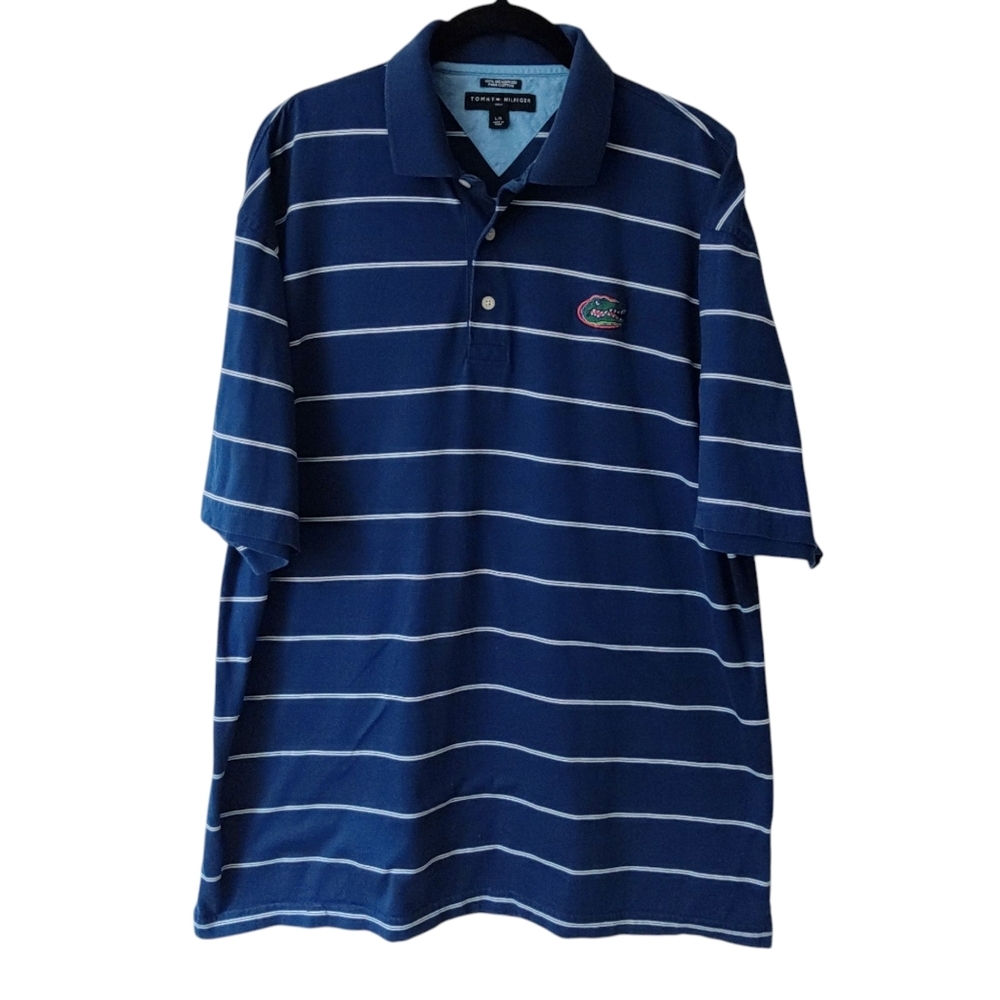 TOMMY HILFIGER Vintage 2005 Golf Polo L Florida Gators Blue Cotton Striped Men's
